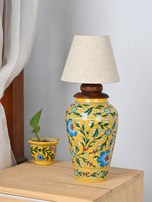JAIPUR BLUE POTTERY HANDIYA TABLE LAMP WITH OUT SHADE
